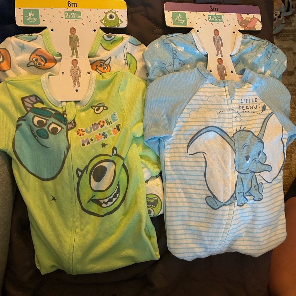 Disney Baby Onesies with Monsters Inc. and Dumbo Designs